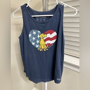 Life Is Good Blue CrusherTank with Heart and Dog Design, small